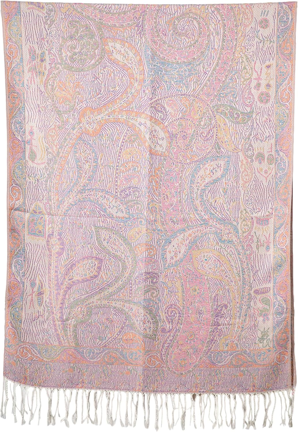 Achillea Reversible Paisley Pashmina Rave Scarf – Exotic Indian Shawls and Wraps for Evening Dresses, Festivals, All Seasons - Colors A