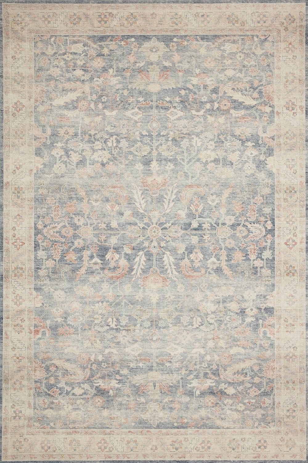 Loloi Hathaway Collection HTH-06 Blush/Multi 2'-6" x 7'-6", .25" Thick, Runner Rug, Soft, Durable, Printed, Modern, Low Pile, Non-Shedding, Easy Clean, Living Room Rug