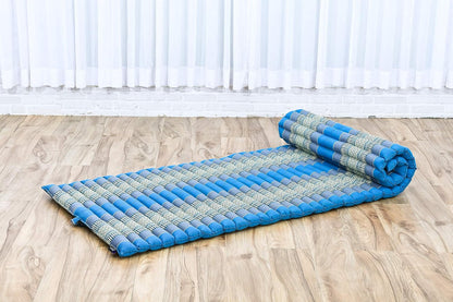 Leewadee - Kapok Roll Mat – Handcrafted Folding Sleep & Relaxation Mattress from Thailand, Ideal as Guest Bed, Camping Mat, Yoga Mat or Traditional Futon, 75 x 39 inches, Anthracite