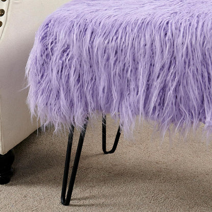 Home Soft Things Green Mongolian Faux Fur Ottoman, Desert Sage, 19'' x 13'' x 17'', Cozy Plush Fluffy Ottoman Foot Rest Stool for Living Room Bedroom Entryway Makeup Bench End of Bed Home Décor