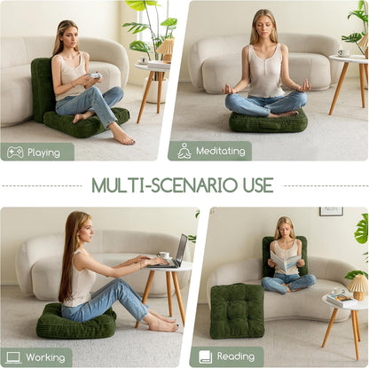 HIGOGOGO Floor Pillow Cushion for Adults, Meditation Cushion Pillow, Large Square Floor Sitting, Tufted Corduroy Cover, for Tatami Living Room or Yoga, 22x22 Inch, Dark Grey