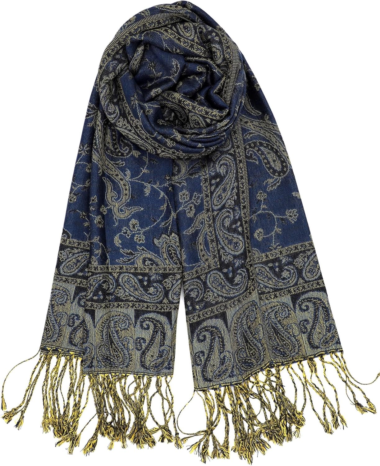 Achillea Reversible Paisley Pashmina Rave Scarf – Exotic Indian Shawls and Wraps for Evening Dresses, Festivals, All Seasons - Colors B