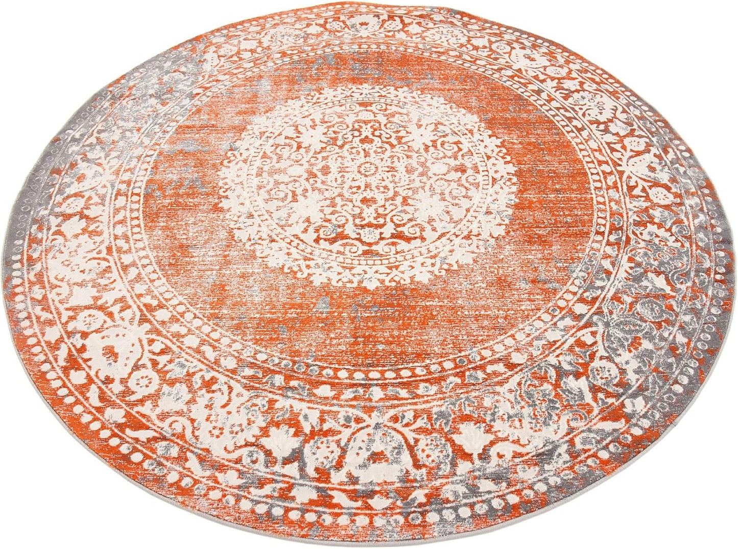Unique Loom New Classical Collection Area Rug - Olwen (4'Round, Purple/ Gray)