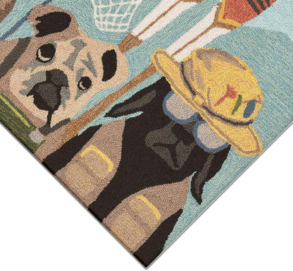 Liora Manne Frontporch Indoor Outdoor Rug - Novelty Design, Hand Hooked, Weather Resistant, UV Stabilized, Foyers, Porches, Patios & Decks, Yoga Dogs, 2'6 x 4'