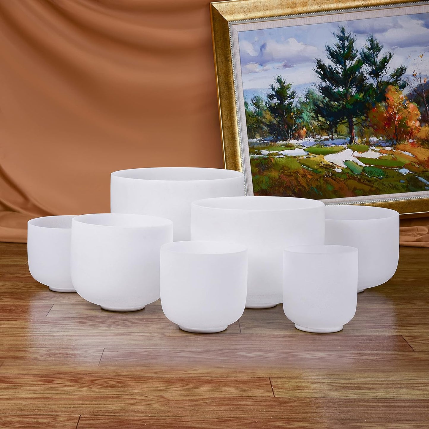 TOPFUND 6-12 inch 432Hz Chakra Set of 7 Crystal Singing Bowls with Heavy Duty Carrying Case and Singing Bowl Mallets