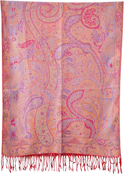 Achillea Reversible Paisley Pashmina Rave Scarf – Exotic Indian Shawls and Wraps for Evening Dresses, Festivals, All Seasons - Colors A