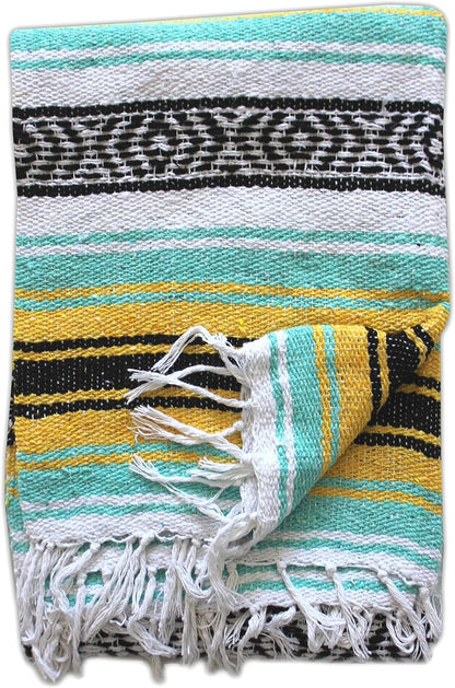 Del Mex Classic Mexican Blanket, Large Authentic Woven Falsa Throw (70"x50"), Artisan Southwest Décor for Beach, Yoga, Outdoors (Lavender)
