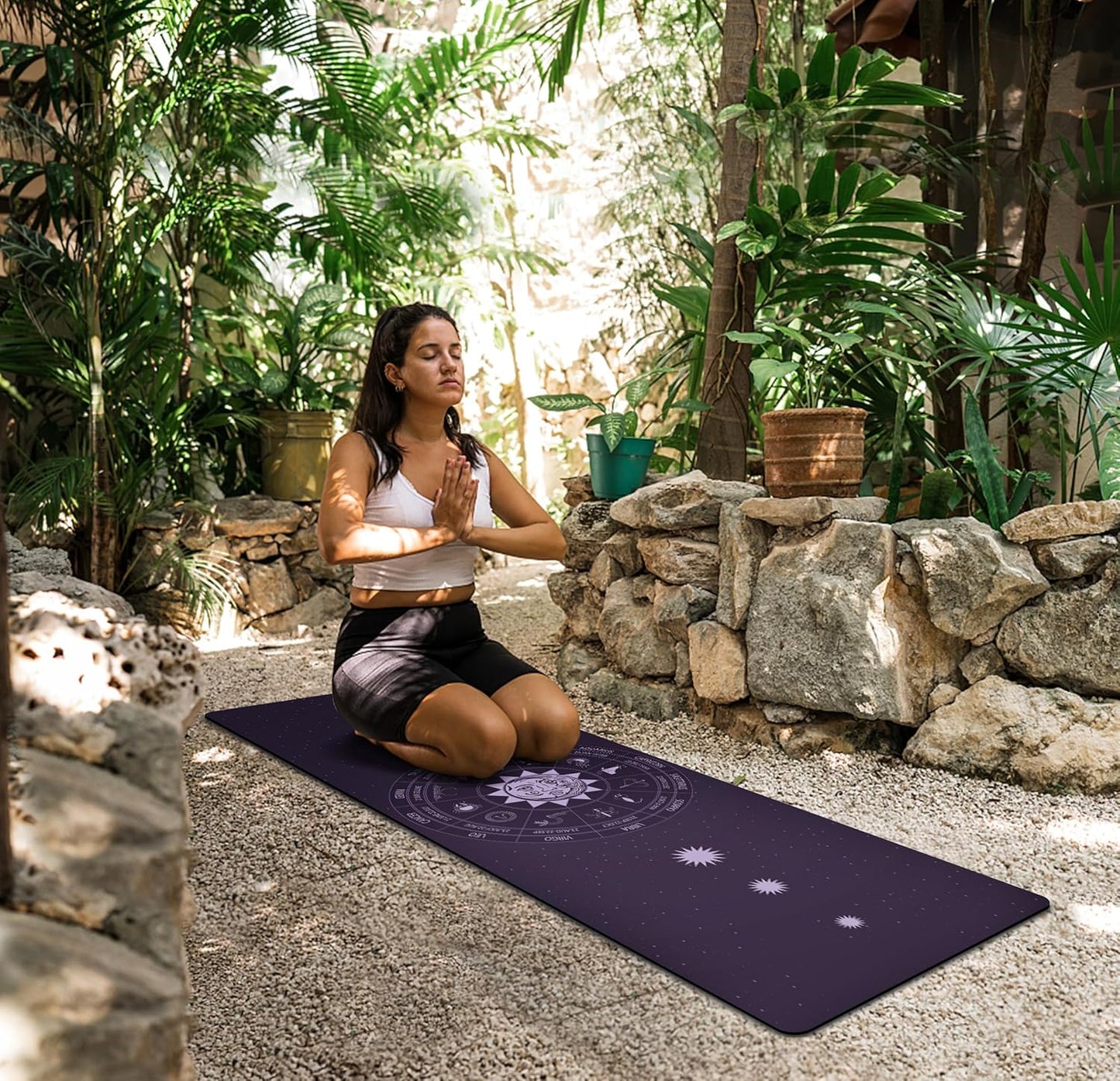 nuveti Printed Travel Yoga Mat-1/16 Inch Thick Non Slip Fitness Workout Mat with Carrying Bag, Foldable Lightweight Suede & Natural Rubber Yoga Mat for Yoga Pilates and Fitness 72" L x 24" W x 1.5mm
