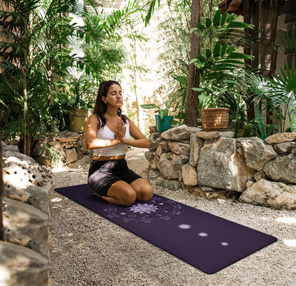 nuveti Printed Travel Yoga Mat-1/16 Inch Thick Non Slip Fitness Workout Mat with Carrying Bag, Foldable Lightweight Suede & Natural Rubber Yoga Mat for Yoga Pilates and Fitness 72" L x 24" W x 1.5mm