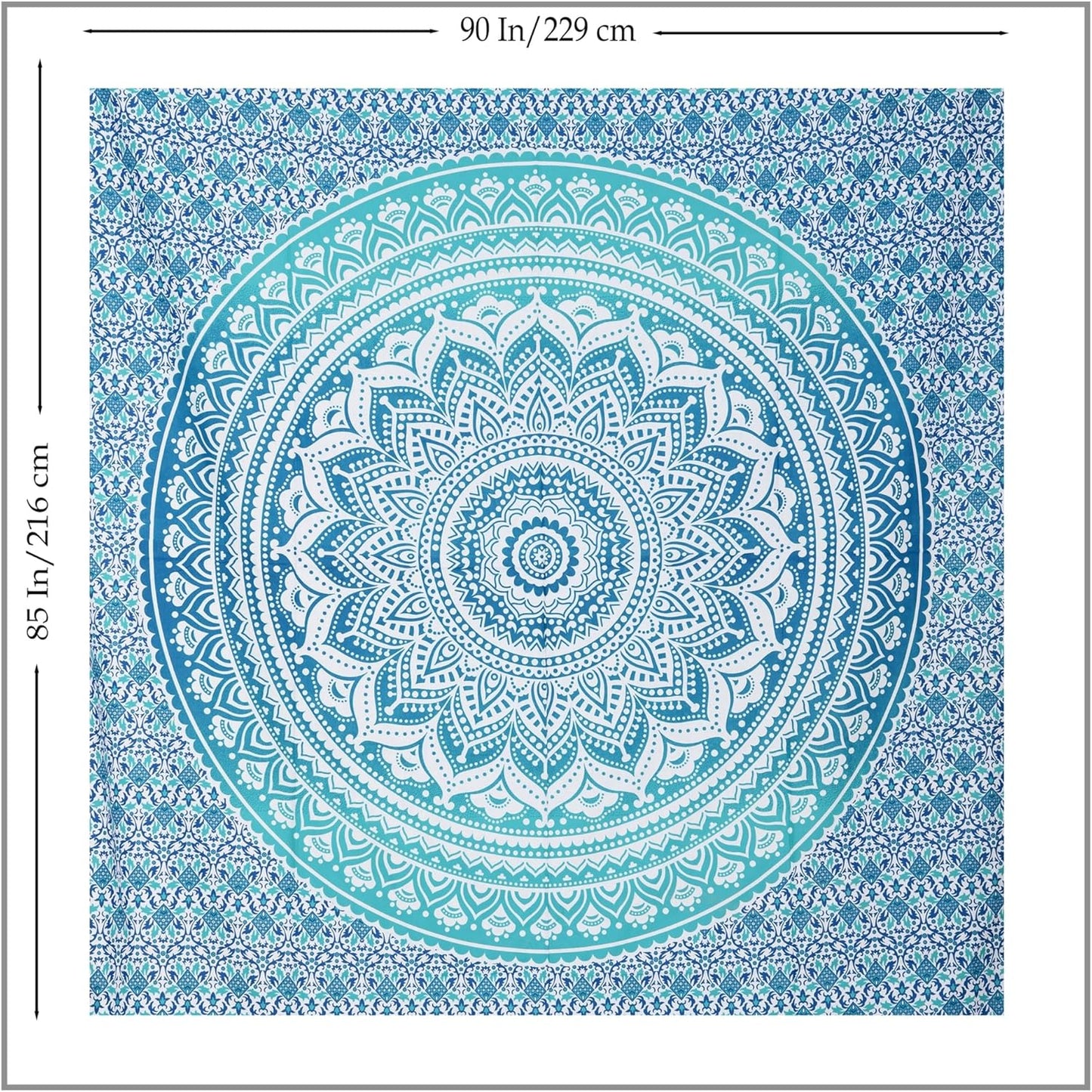 THE ART BOX Original Gold Tapestry Wall Hanging Mandala – Cotton Throw Tapestry – Boho Bedding White and Gold Medium Bedspread 54x60 Inches – Meditation & Yoga Rug Mat