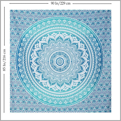 THE ART BOX Original Gold Tapestry Wall Hanging Mandala – Cotton Throw Tapestry – Boho Bedding White and Gold Medium Bedspread 54x60 Inches – Meditation & Yoga Rug Mat