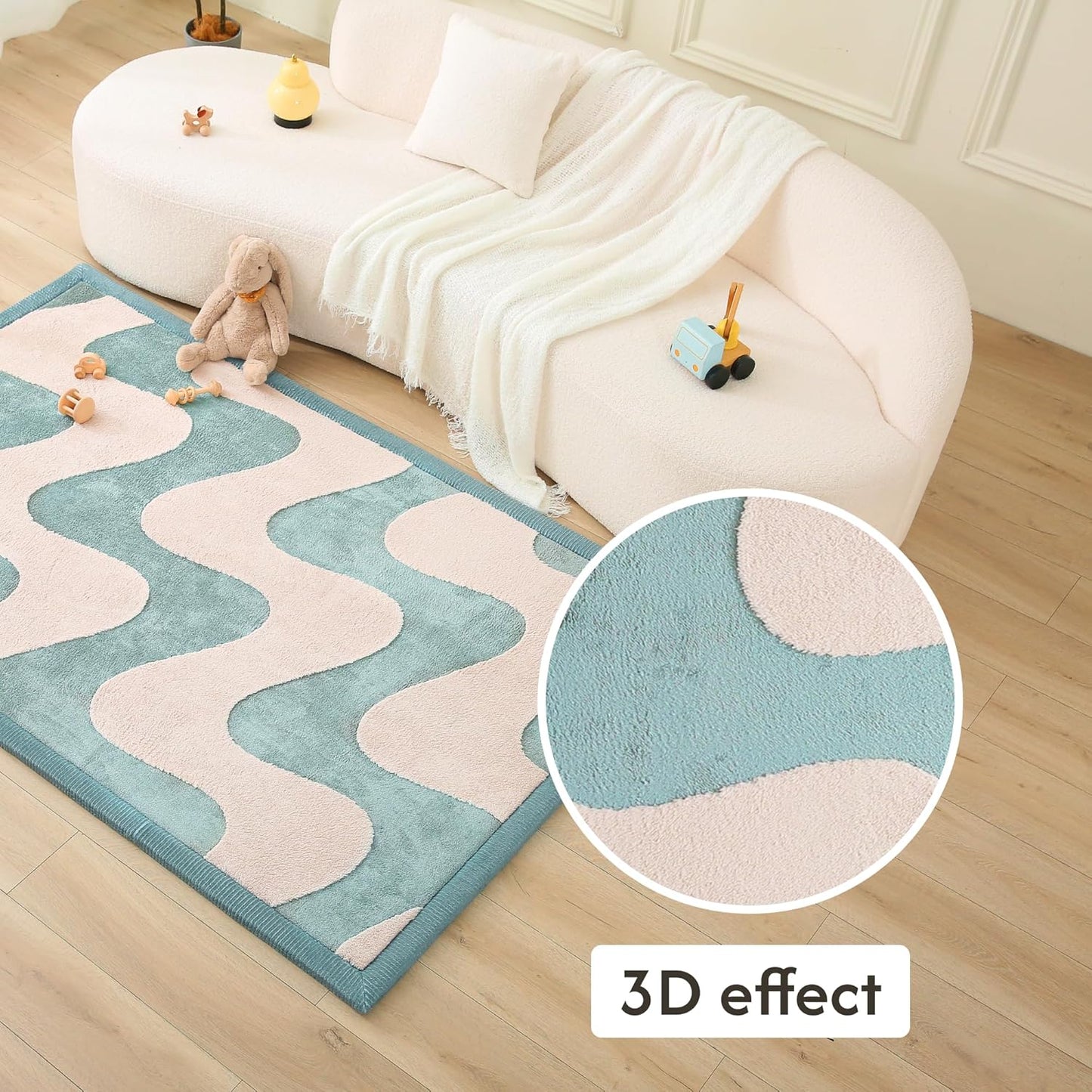 Hakuna Matte CloudSoft Mat for Floor 60" x 80" Beige – Coral Velvet Memory Foam Rug – Non-Slip, Water-Resistant