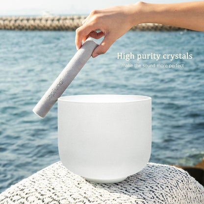 TOPFUND F Note Crystal Singing Bowl 10 inch Heart Chakra with Heavy Duty Carrying Case and Suede Mallet
