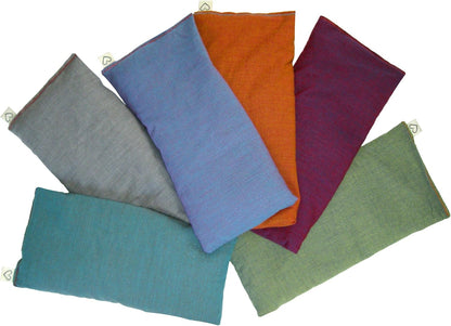 Unscented Eye Pillows (Pack of 6) Soft & Soothing Cotton Filled with Flax Seed Weighted for Yoga Meditation Headache Relief Sleep Massage Bulk - Naturally Calming Colors
