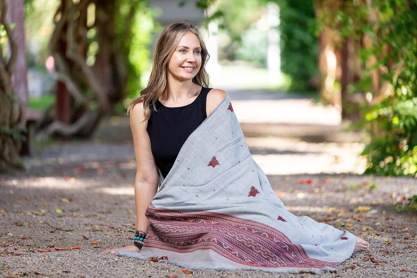 Exotic Vegan Meditation Shawl - Large Unisex Prayer Wrap, Oversize Scarf & Versatile Indian Style Blanket