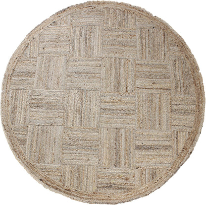 Collection Circle Area Rug - 3 x 3 Ft' Beige and Black Geometric Pettern Jute Mat Ideal for High Traffic Area in Hallway Bedroom Living Room Dining Room Kitchen Terrace Yoga Mat