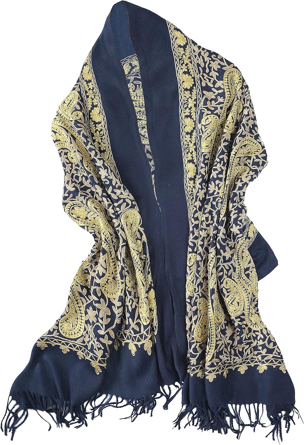 Urban CoCo Women's Embroidered Oversize Tassel Shawl Scarf Wraps for Women