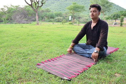 Cotton Organic Yoga Mat - Eco-Friendly Hand-Woven Rug - Handloom Foldable Yoga Mat for Everyday Fitness Maditation Rug - (24”x72”)