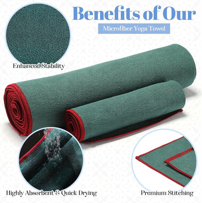Peryiter 6 Pack Hot Yoga Towel Set - Non Slip Microfiber Towels for Mat and Hand, Quick Dry and Sweat-Activated Grip, 2 Sizes for Women Men Bikram Pilates Gym