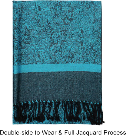 vimate Silky Paisley Pashmina Shawl Scarf-Women's Soft Double-side Jacquard Pashminas Wrap for Evening Dress Travel Shawl