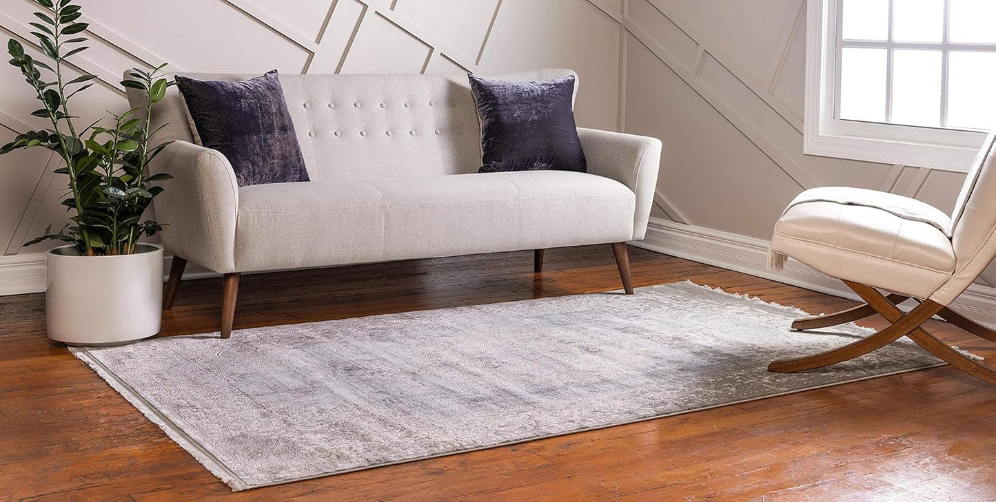 Unique Loom New Classical Collection Area Rug - Olwen (4'Round, Purple/ Gray)