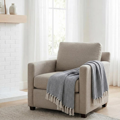 Americanflat 50x60 Throw Blanket - Soft and Breathable Cotton Throw Blanket for Couch, Bed, Chair - Decorative Blankets Perfect for Home or Outdoor Use - Navy Blue and White Double Diamond Design