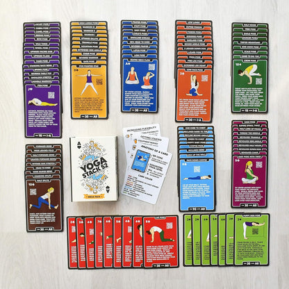 Stack 52 Yoga Exercise Cards: Designed by Certified Yoga Instructor. Video Instructions Included. Beginner to Advanced Poses and Asana Workout Games. Improve Fitness and Flexibility. (Base Deck)