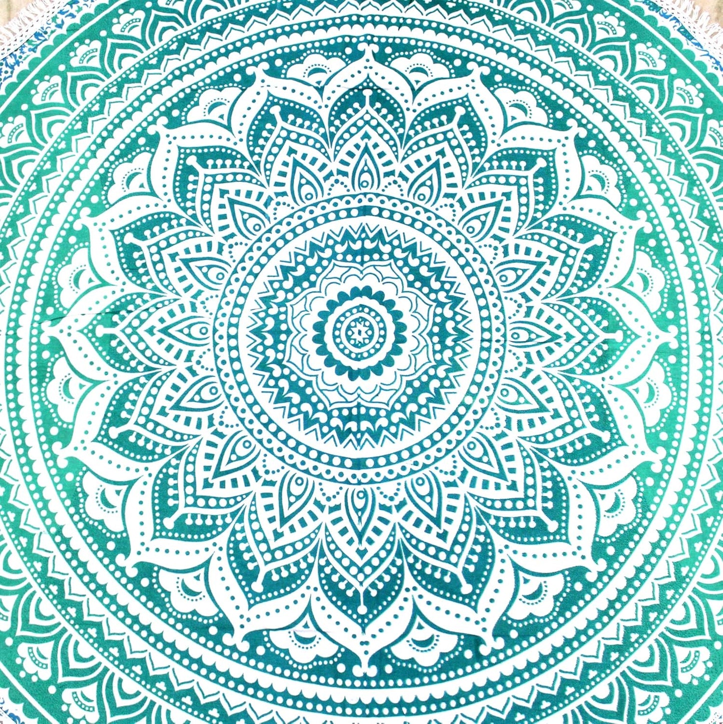 Mandala Round Beach Tapestry Boho Hippie Blanket Bohemian Large Table Cloth Home Decor Yoga Mat Meditation Picnic Rug Throw Hippy Gypsy Tablecloth Roundie (42 Inches, Orange And Blue)