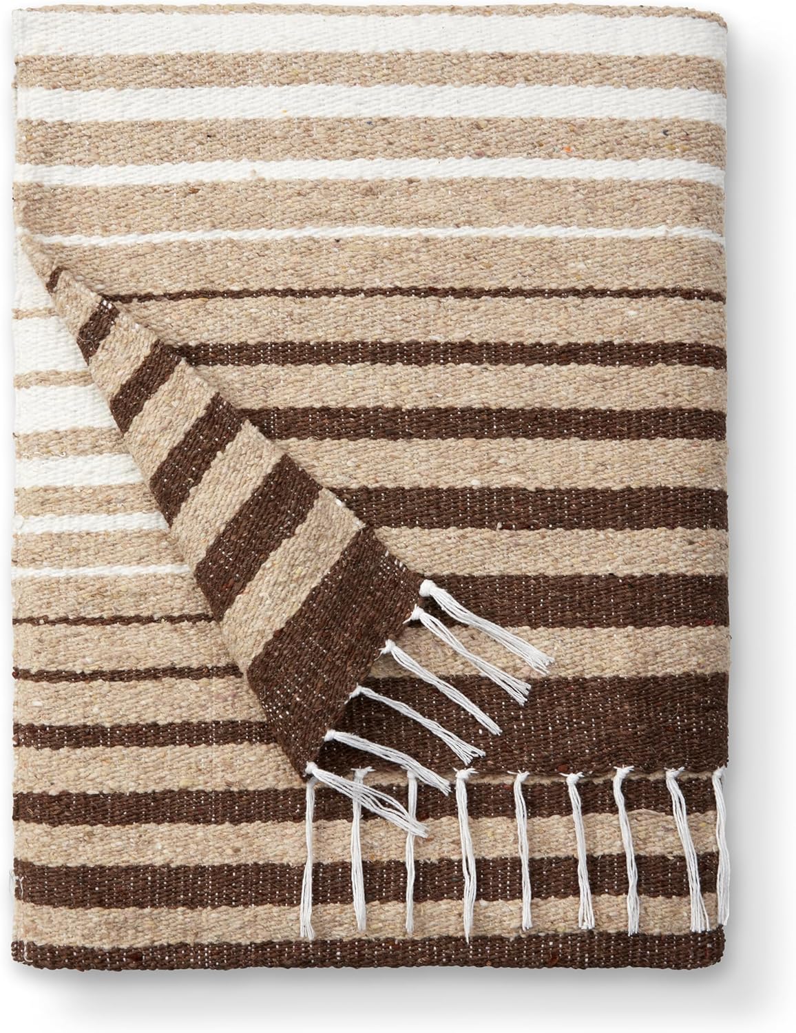 Mexican Blanket by Laguna Beach Textile Co - Beach, Yoga, Camping, or Decorative Throw Blanket - Traditional Handmade Serape (Ivory)