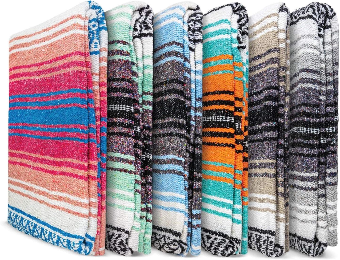Benevolence LA Authentic Handwoven Mexican Blanket | Yoga Blankets, Outdoor, Picnic, Beach, Camping | Equestrian Saddle | Serape 50x70 inches - Coral, Pack of 1