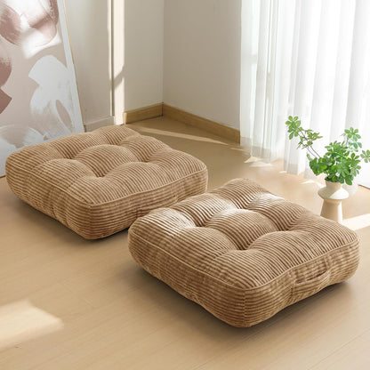 HIGOGOGO Floor Pillow Cushion for Adults, Meditation Cushion Pillow, Large Square Floor Sitting, Tufted Corduroy Cover, for Tatami Living Room or Yoga, 22x22 Inch, Dark Grey