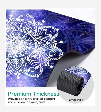 Non Slip Yoga Mat TPE Workout Mat for Men Women, Thick Workout Mat with Carrying Strap, Fitness Mats for Exercise, Yoga, Fitness, Pilates, Floor Workouts (72" x 24" x 6mm)