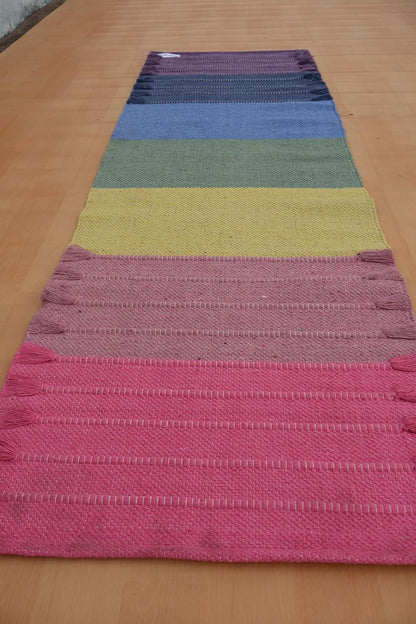 Jaipur Art & Rugs Cotton Yoga Rug - Eco-Friendly Hand-Woven Thick Mat (24”x72”x5mm) for Everyday Fitness at Home - Comfortable & Extra-Long - Colors B