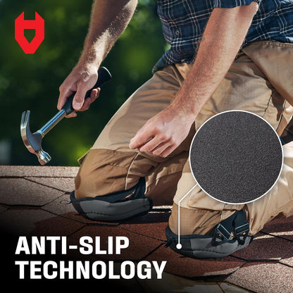 NoCry Flooring Knee Pads for Men with Extra-Wide Gel & Thick Foam Cushion — Floor-Safe Anti-Slip Leather Kneepads for Construction Work with Reinforced Adjustable Straps and Military-Grade Rivets