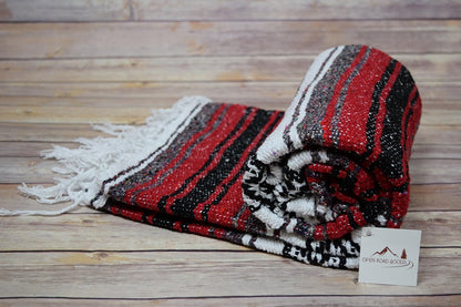 Open Road Goods Blue Mexican Blanket - Authentic Serape Falsa Blanket - Handmade