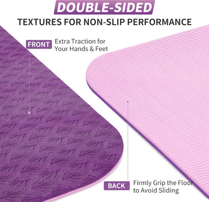 CAMBIVO Yoga Mat for Women Men Kids, 1/3 & 1/4 & 2/5 Inch Extra Thick Yoga Mat Non Slip, 72" x 24" TPE Yoga Mats, Workout Mat with Carrying Strap for Yoga, Pilates and Floor Exercises