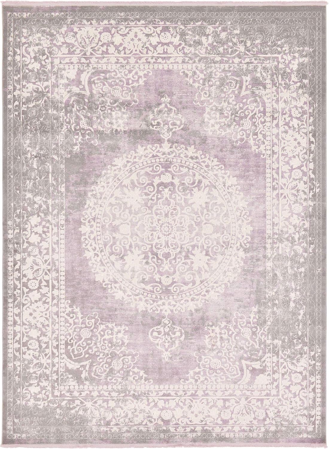 Unique Loom New Classical Collection Area Rug - Olwen (4'Round, Purple/ Gray)