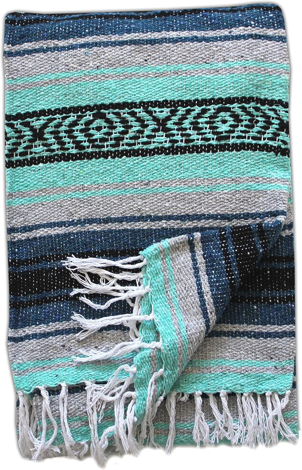 Del Mex Classic Mexican Blanket, Large Authentic Woven Falsa Throw (70"x50"), Artisan Southwest Décor for Beach, Yoga, Outdoors (Lavender)