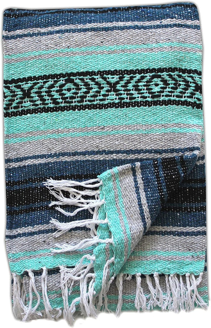 Del Mex Classic Mexican Blanket, Large Authentic Woven Falsa Throw (70"x50"), Artisan Southwest Décor for Beach, Yoga, Outdoors (Lavender)