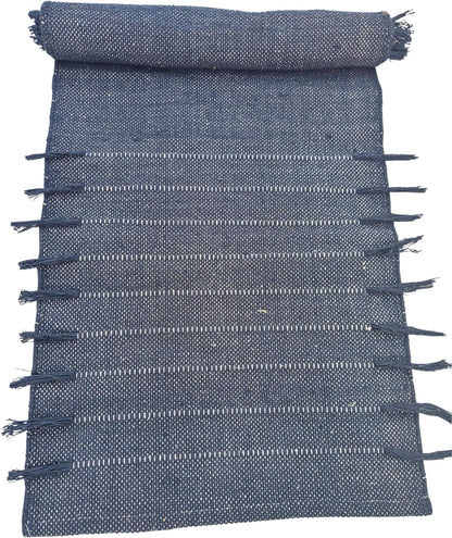 Indian Handmade100 % Organic Anti Skid Multi Colour Cotton Yoga Mat - Eco-Friendly Hand-Woven Rug - Non-Slip & Thick (24”x72”x5mm) for Hot yoga & Everyday Fitness at Home - Comfortable & Foldable Extra-Long Mat