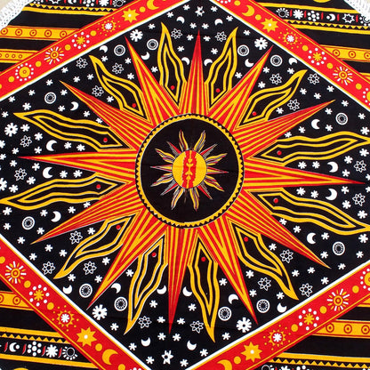Mandala Round Beach Tapestry Boho Hippie Blanket Bohemian Large Table Cloth Home Decor Yoga Mat Meditation Picnic Rug Throw Hippy Gypsy Tablecloth Roundie (42 Inches, Orange And Blue)