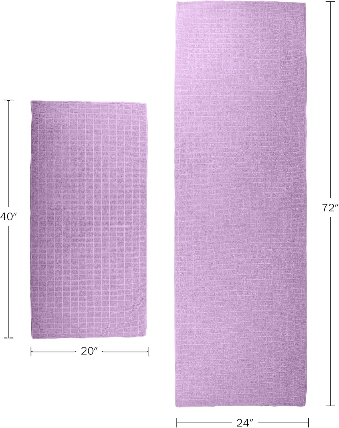 Yoga Mat Towel and Gym Towel Set - 2-Piece Non Slip Set for Hot Yoga, Pilates, and Gym - 72” x 24” Sweat Absorbent and Quick Drying Blanket with Corner Pockets for Mats by Wakeman (Gray)