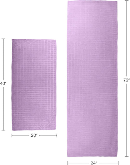 Yoga Mat Towel and Gym Towel Set - 2-Piece Non Slip Set for Hot Yoga, Pilates, and Gym - 72” x 24” Sweat Absorbent and Quick Drying Blanket with Corner Pockets for Mats by Wakeman (Gray)