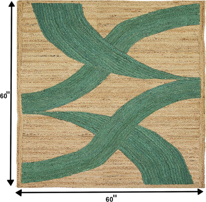 Premium Quality Jute Rug 4x6 Feet Area Rug Natural Fiber Jute Rugs Thick 0.27" Black Abstract Pattern Geometric Rugs for Kids Room, Living Room, Yoga Mat, Indoor Outdoor Carpet - Colors B