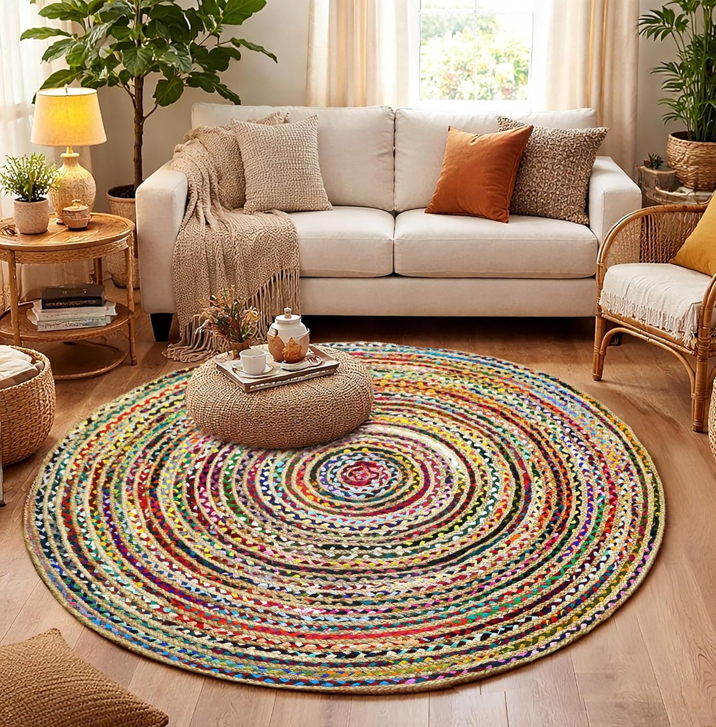 COTTON CRAFT Jute Rug - 2 Pack Braided 100% Jute Door Mat - Woven Neutral Reversible Small Rug - Entryway Kitchen Living Room Bedroom Bathroom Farmhouse Rustic Boho Throw Mat - 22 x 34 - Natural