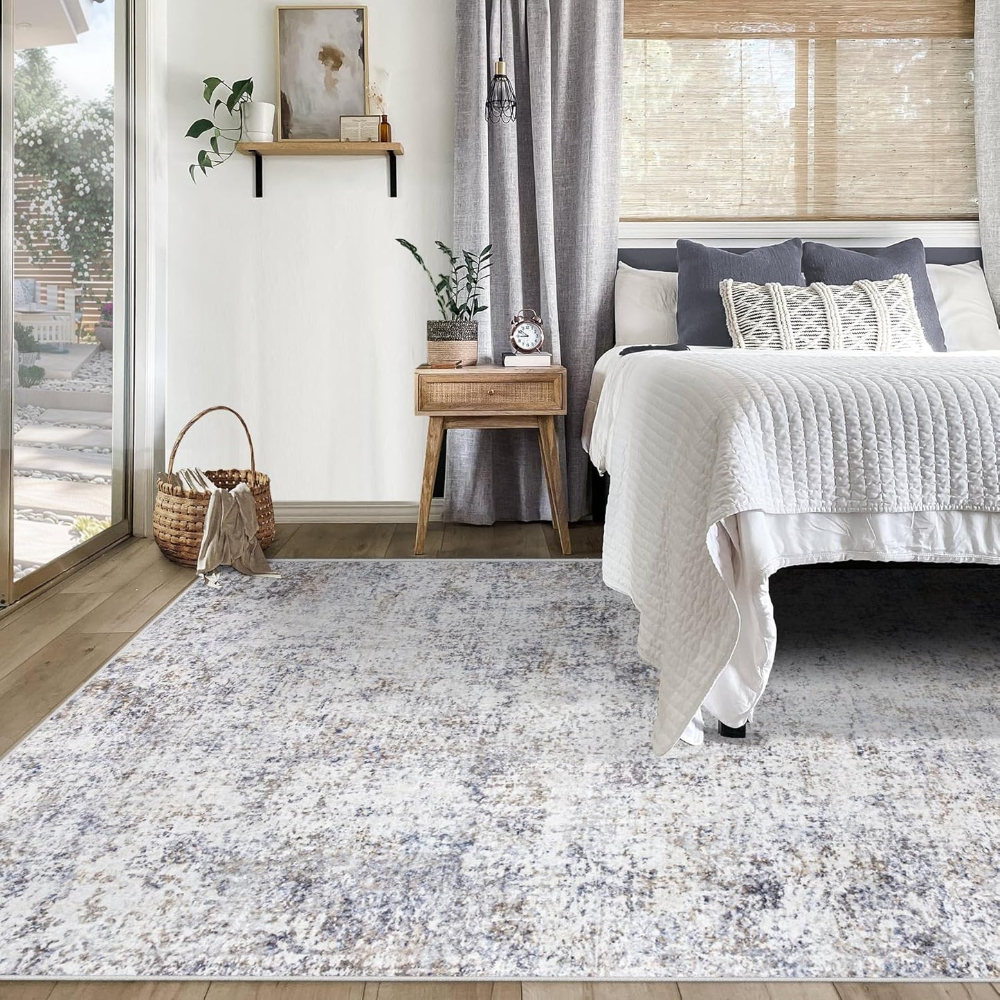 XLUEZ 8x10 Area Rugs for Living Room, Washable Modern Abstract Large Area Rug Neutral Soft Non Slip Kids Rug Stain Resistant Indoor Carpet for Bedroom Nursery Dining Children's Room(Blue, 8'x10')