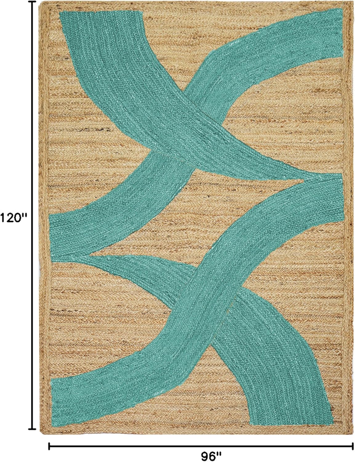 Premium Quality Jute Rug 4x6 Feet Area Rug Natural Fiber Jute Rugs Thick 0.27" Black Abstract Pattern Geometric Rugs for Kids Room, Living Room, Yoga Mat, Indoor Outdoor Carpet - Colors A