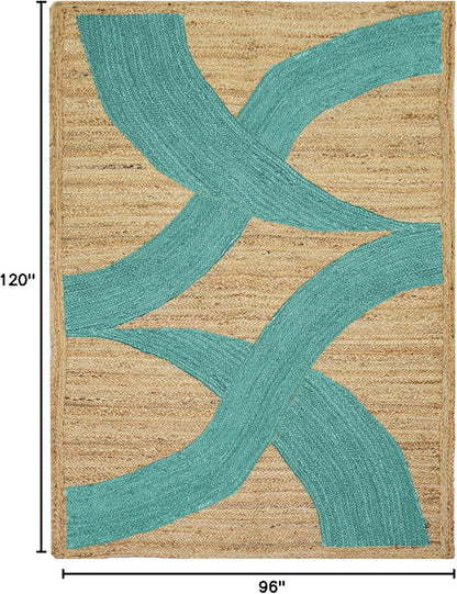 Premium Quality Jute Rug 4x6 Feet Area Rug Natural Fiber Jute Rugs Thick 0.27" Black Abstract Pattern Geometric Rugs for Kids Room, Living Room, Yoga Mat, Indoor Outdoor Carpet - Colors C