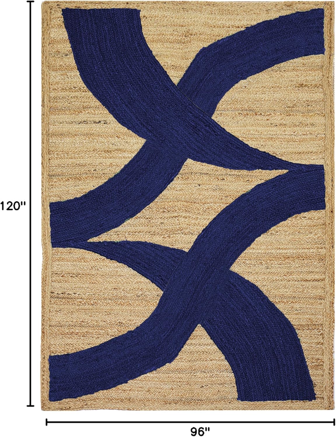 Premium Quality Jute Rug 4x6 Feet Area Rug Natural Fiber Jute Rugs Thick 0.27" Black Abstract Pattern Geometric Rugs for Kids Room, Living Room, Yoga Mat, Indoor Outdoor Carpet - Colors C