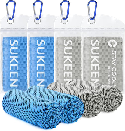 Sukeen 4 Pack Cooling Towels (40"x12"), Cooling Neck Wraps, Ice Towel, Soft Breathable Chilly Towel,Microfiber Towel for Yoga,Sport,Running,Gym,Workout,Camping,Fitness,Workout & More Activities